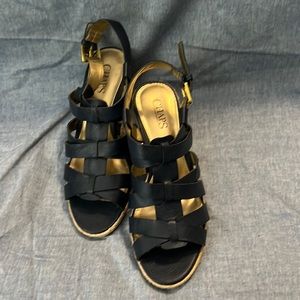 Chap’s Navy Dallyn wedge sandals